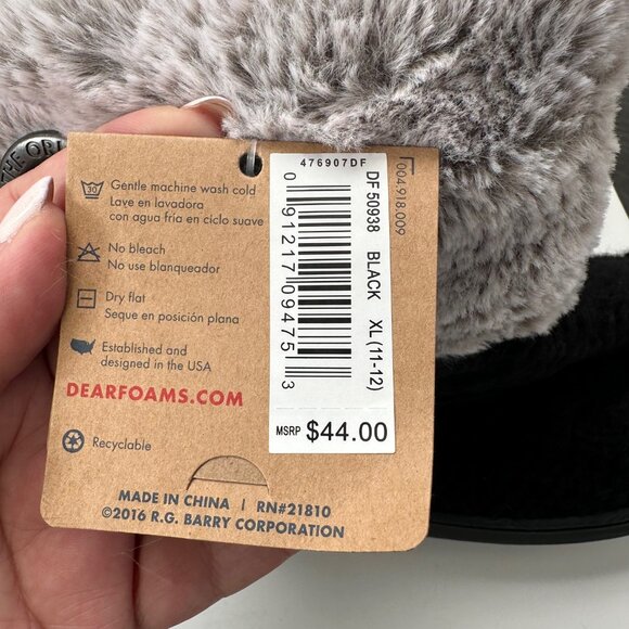 Dearfoams Women's Black & Gray Cable Knit Boot Slippers XL(11-12) - Picture 3 of 10